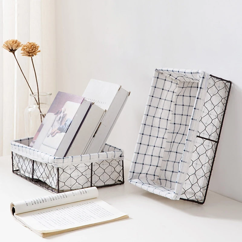 Новая модная железная корзина для хранения с вкладышем сетчатая коробка