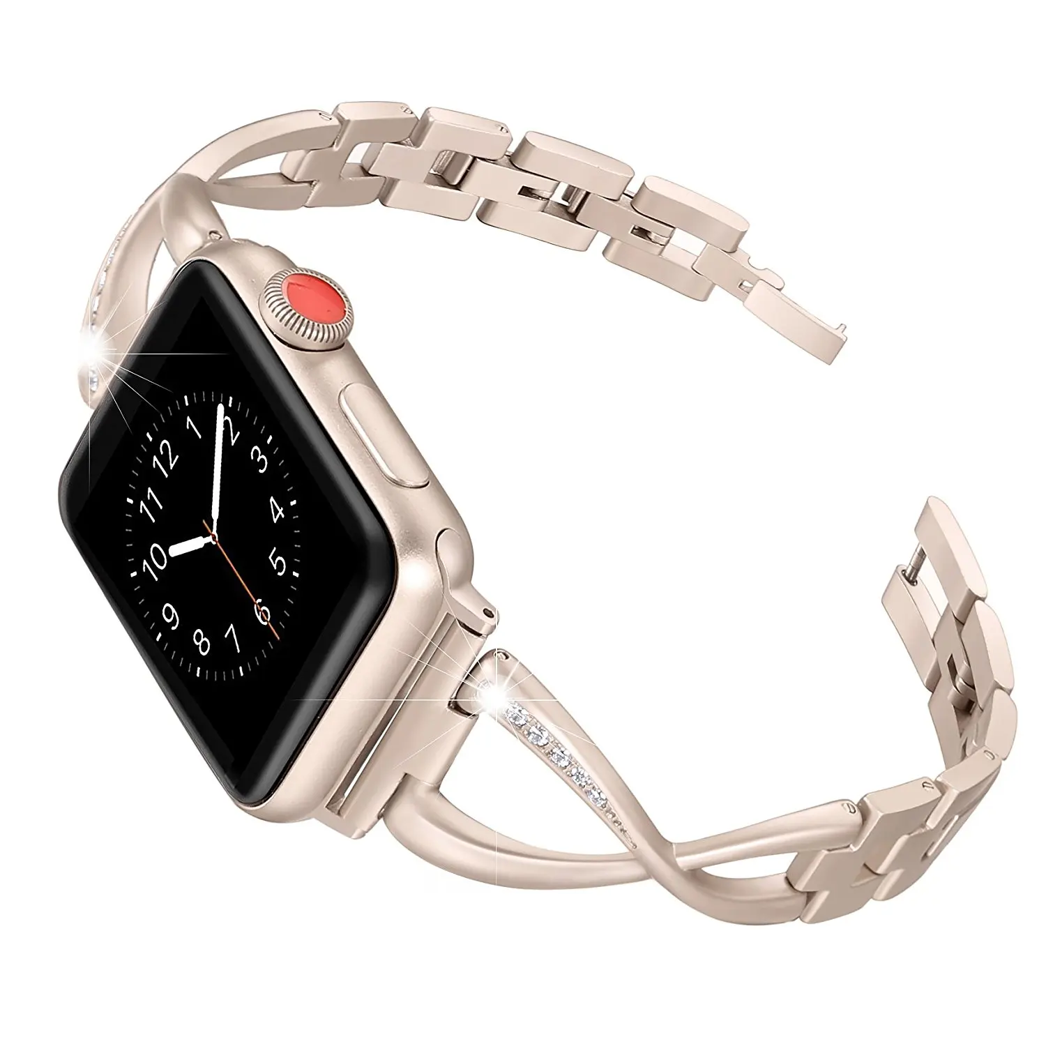 Retro gold Браслет JANSIN для Apple Watch 38 мм 40 мм 42 мм 44 мм женский ювелирный браслет из нержавеющей стали с кристаллами и бриллиантами для iWatch серии 5 4 3 2 1 - Цвет ремешка: Retro gold
