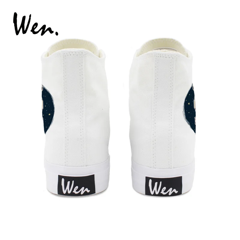 Wen Original Design Panda Astronaut Universe Spaceman Skateboarding Shoes White Boys High Top Black Girls Canvas Sneakers Flat | Спорт и