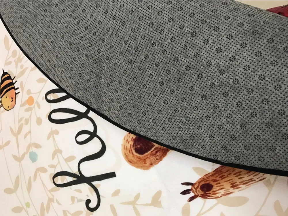 Круглый ковер с рисунком медведя из мультфильма, ручная работа, животные, пчела, ковер для спальни, Нескользящие коврики, Детская гостиная, коврик для ползания, игровой круг