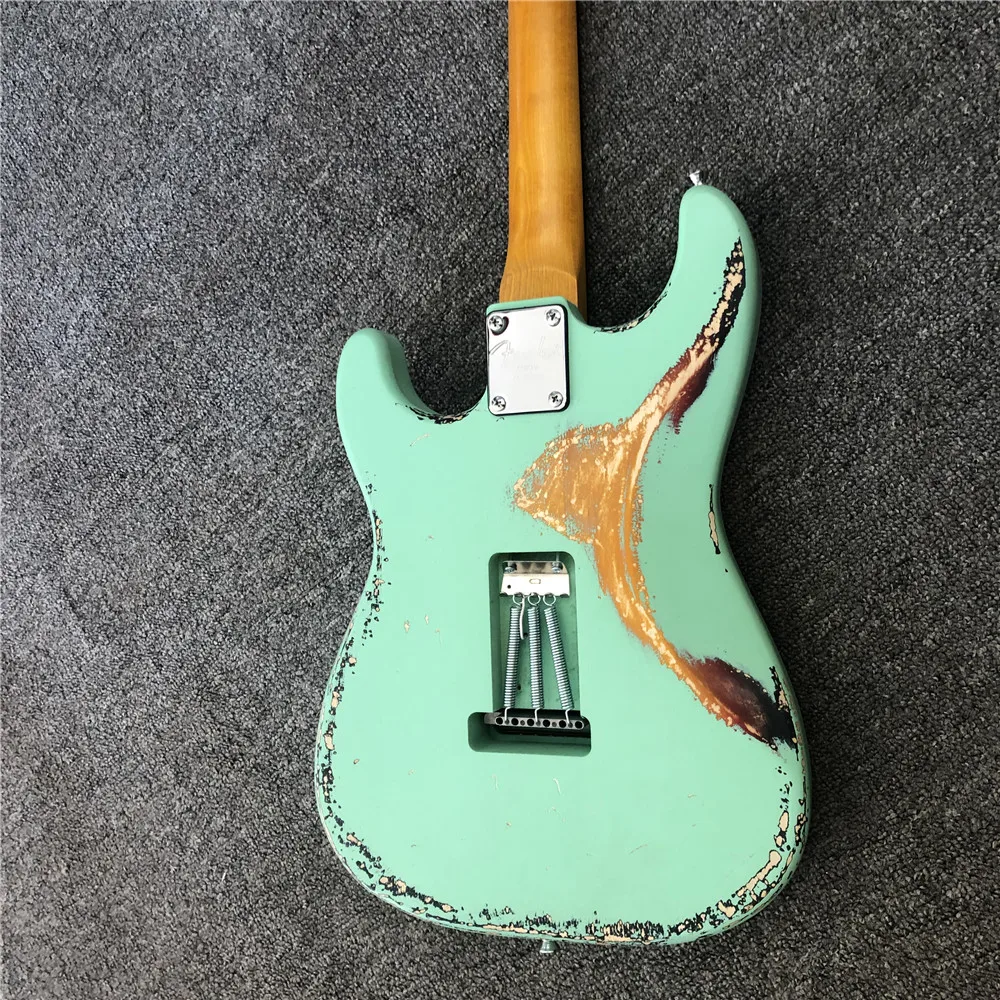 Kaiyun Заводская ручной работы, копии старого SRV ST электрической guitars.100% ручной работы. Красивые синие многоцветные гитары для серфинга