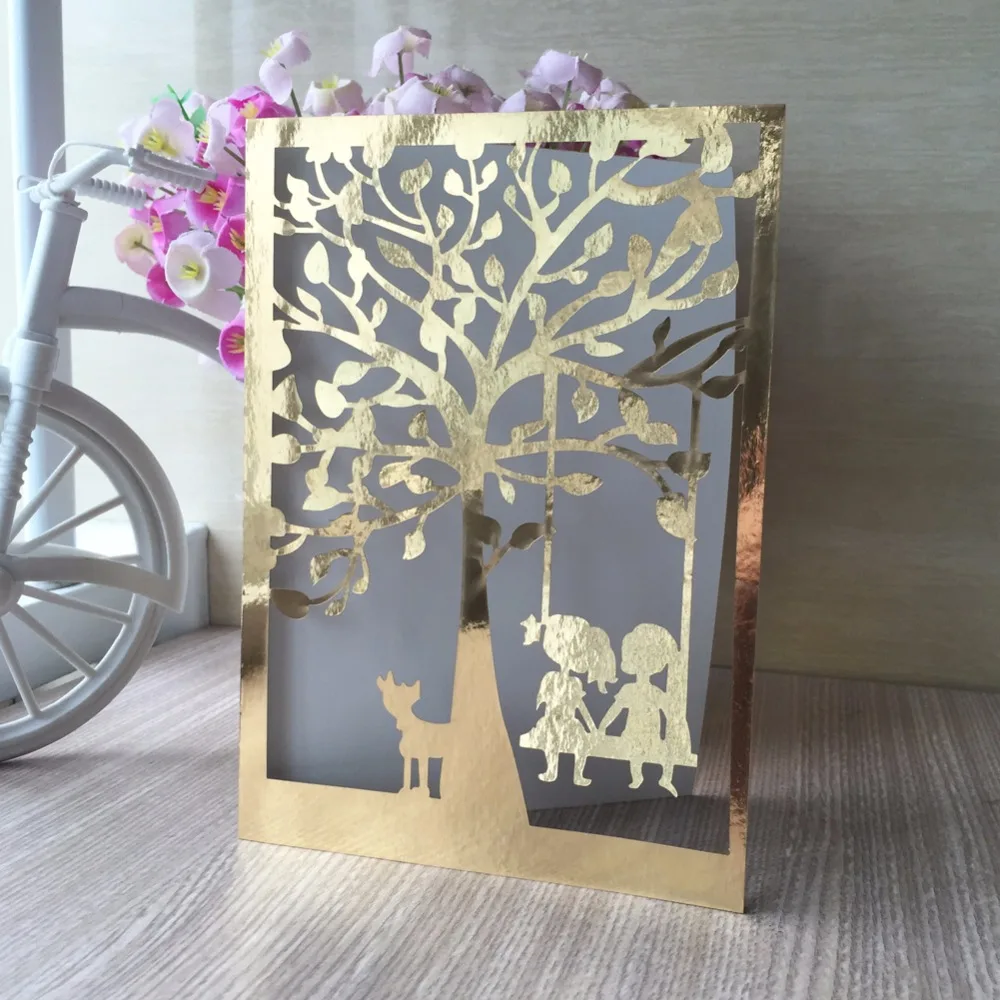 12 шт./лот Бесплатная доставка Лазерная резка свадебные пригласительные открытки