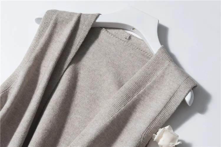 Женский жилет, винтажные жилеты, осенний кардиган,, вязаный, хлопок, с карманами, мягкий, удобный, без рукавов, однотонный, свободный, вязаный жилет