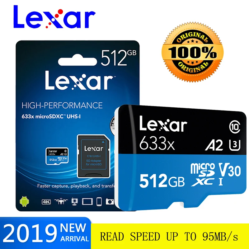 Lexar 512 Гб micro sd карта 32 64 128 ГБ 256 SDXC/SDHC флэш памяти TF 95 МБ/с./с для Gopro/DJI/nintendo