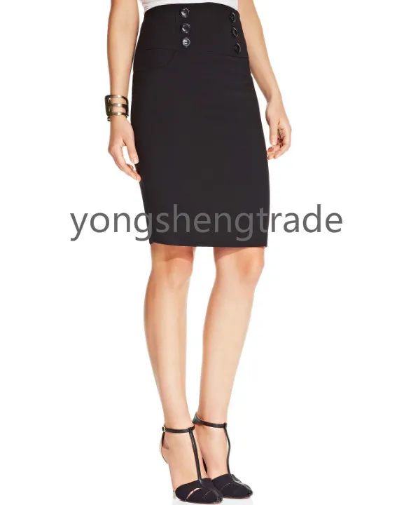 Черная юбка карандаш с завышенной талией на заказ молнии сзади без подкладки