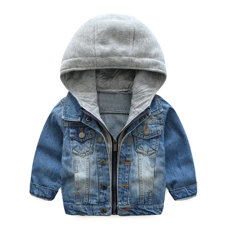 Джинсовая куртка для мальчиков джинсовые куртки с капюшоном Детское пальто