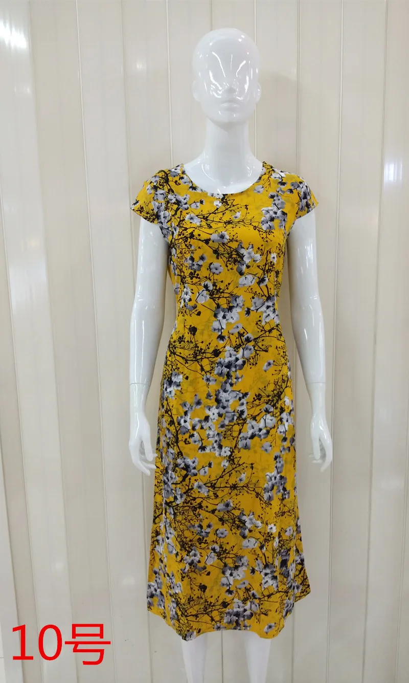10 XL-5XL, новинка, женский стиль, свободная одежда, удобный хлопок, принт, круглый вырез, короткий рукав, размера плюс, 5XL, Пляжное длинное платье - Цвет: 10