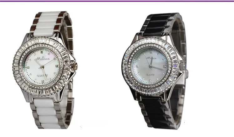 Элегантные женские керамические часы-браслет MELISSA блестящие наручные часы с