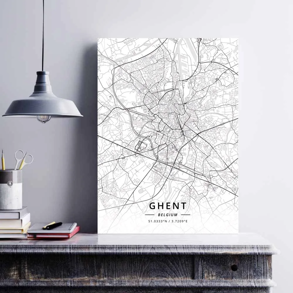 Антверпен Париж Гент Бельгия плакат с картой | Дом и сад