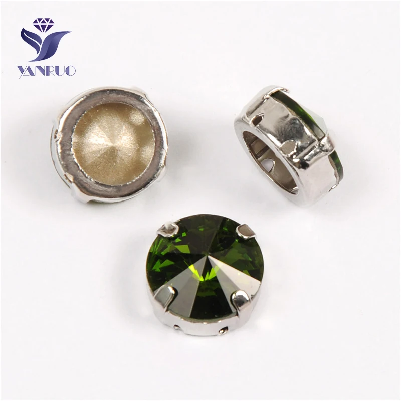 Yanruo 1122 все размеры Olivine Rivoli заостренные назад Швейные Стразы страз камни и
