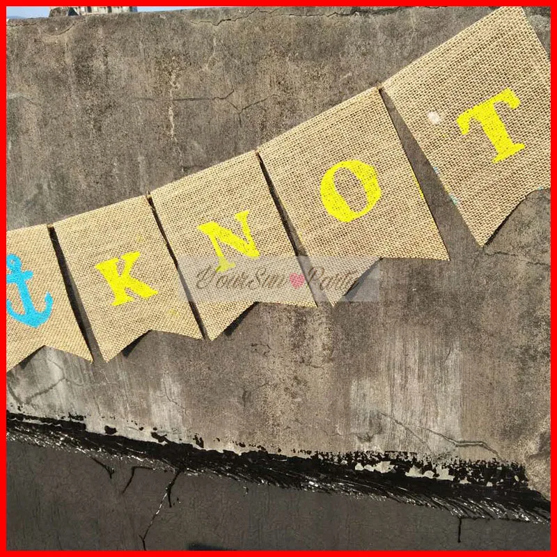 Бесплатная доставка завязанный узел флажок из мешковины свадебный душ