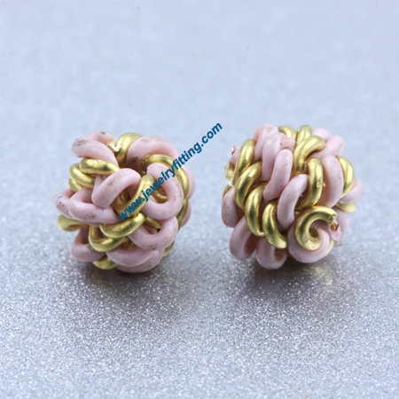 All kinds of jewelry findings supplier Raw brass color Coiled wire spherical pink beads 5mm | Украшения и аксессуары