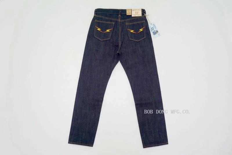 BOB DONG 23oz Flash Back Pockets Motorcycle Style Men's Jeans Selvage Denim Blue