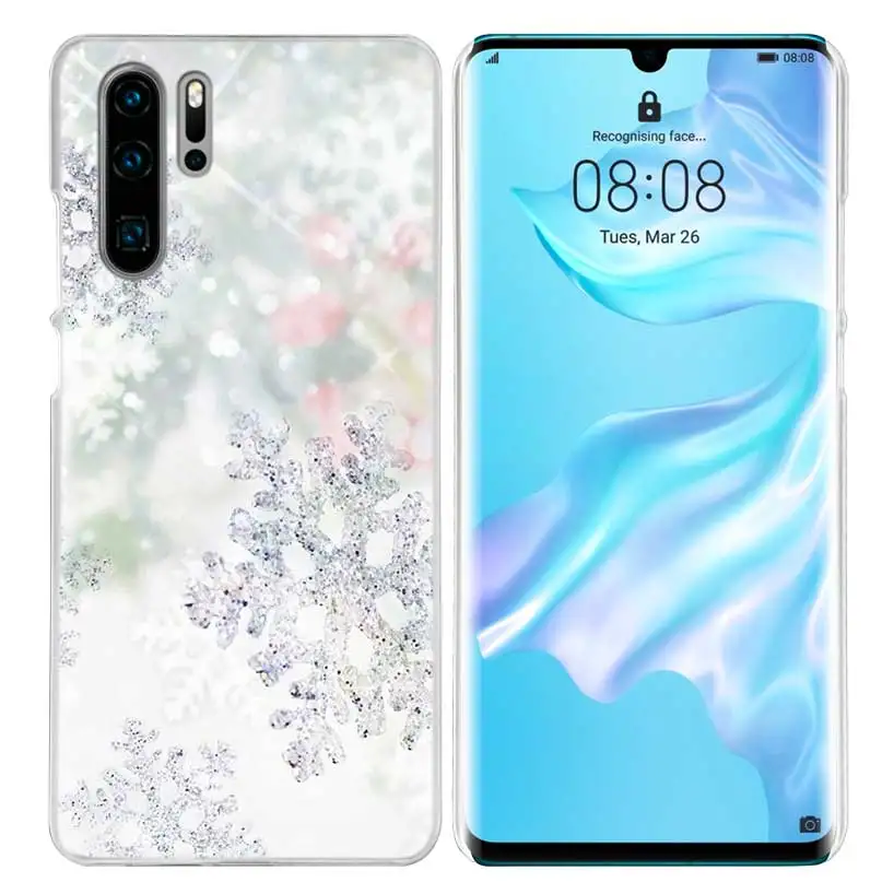 Чехол с рождественской снежинкой для huawei P20 P30 P Smart Nova 4 3i P10 P9 P8 mate 10 20 lite Pro Mini жесткий чехол для телефона из ПК