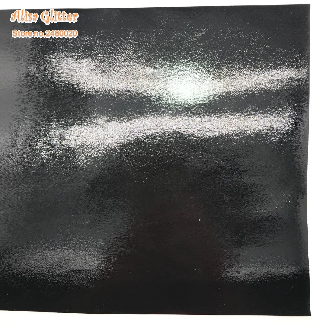 1 шт. A4 Размер 21X29 см от бренда Alisa, блеск Cuero Sintetico Синтетическая кожа Искусственная кожа ткань черного цвета из лакированной кожи, для плетения браслетов, K03C