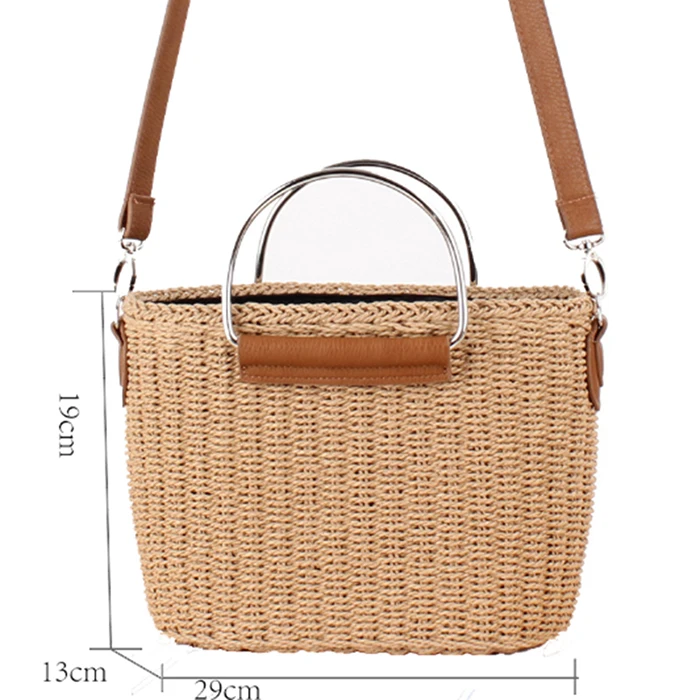 

2019 New Design High Quality Straw Handbag Simple Style Popular Straw Women's Bag Beach Woven Shoulder Bag ZCY123