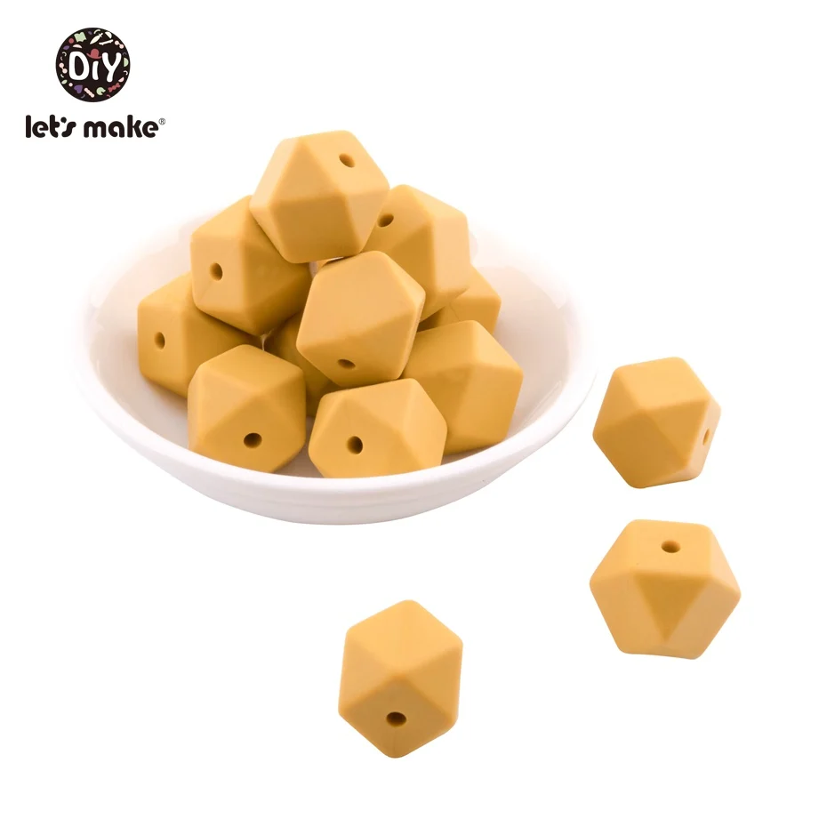12 Let'S Make 20Pc 14Mm Hexagon Silicone Teether Beads Baby Tiny Rod Multifaced Baby Teething Toy Beaded Silicon Baby Teether Toy - Цвет: 12