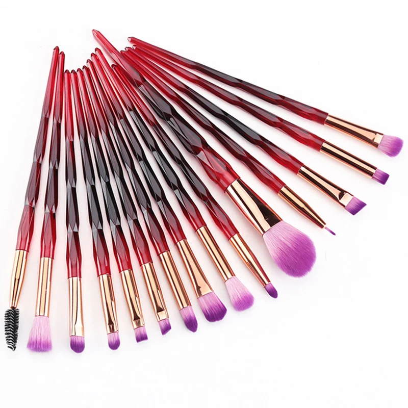 Набор кистей для макияжа с бриллиантами 15 шт. пудра тональный крем румяна