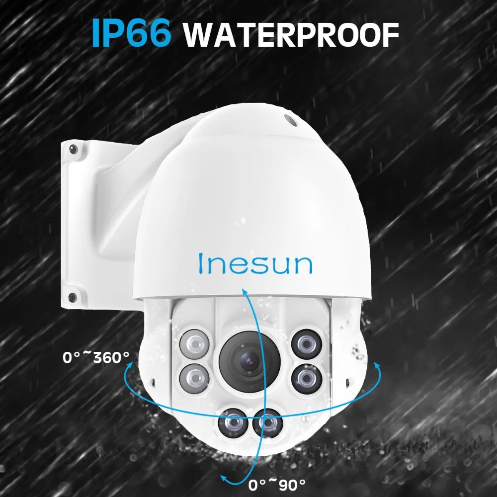 Inesun 2MP 1080p PTZ высокоскоростная купольная камера безопасности 4 в 1 HD TVI/AHD/CVI/CVBS 10X