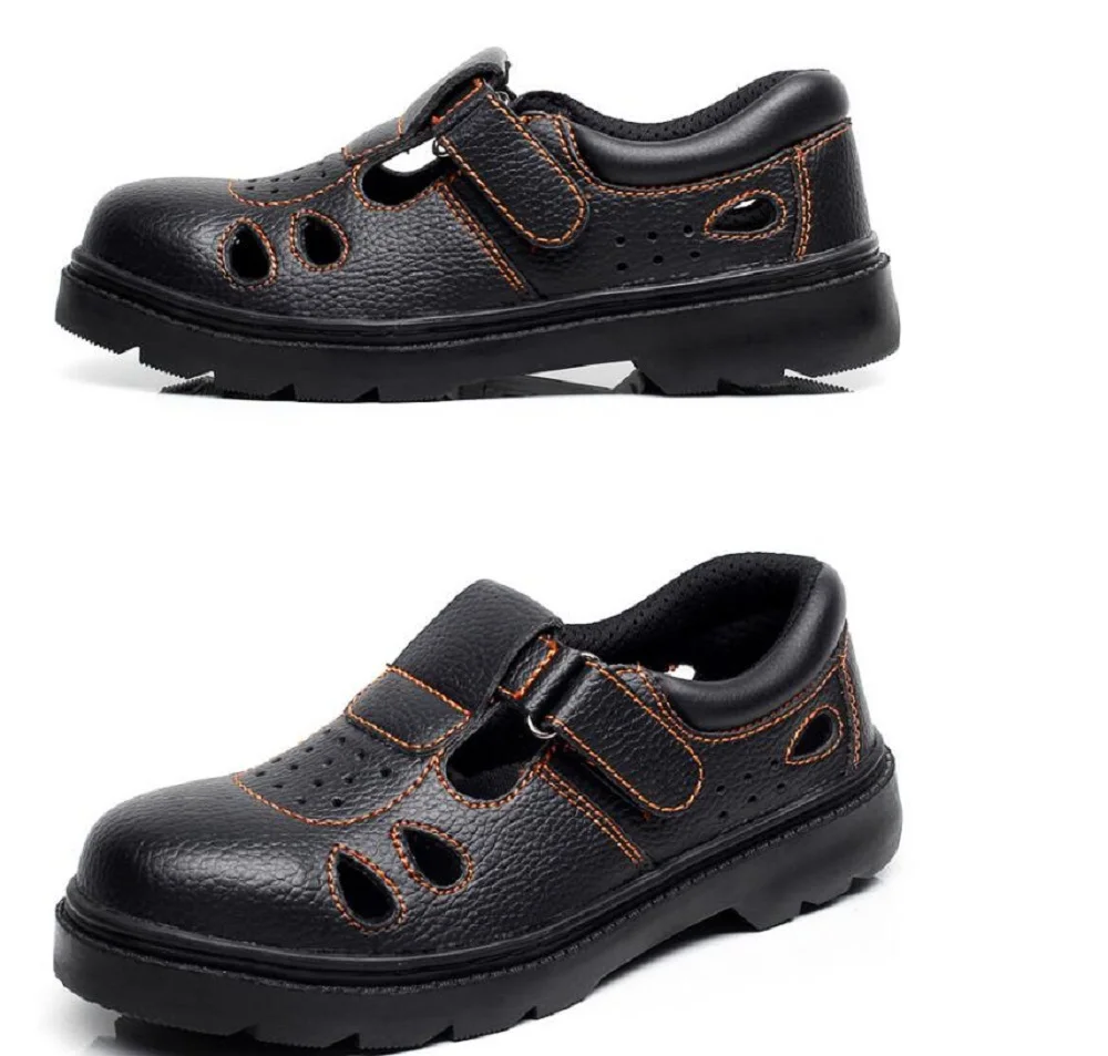 

Rubber sole safety shoes men safety boots black bot breathable boots with steel toe leather lightweight summer work shoes men