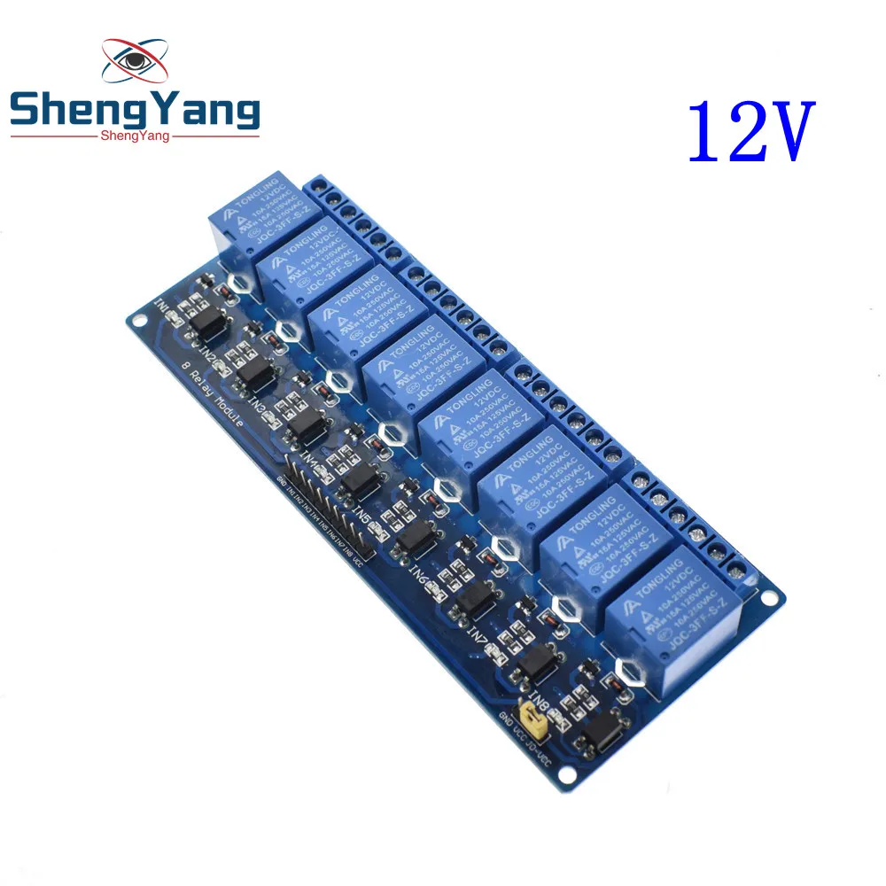 12V 8 channel 1 шт. ShengYang 5 в 12 В 24 В 1 2 4 8 канальный релейный модуль с оптроном релейный выход 1 2 4 8 способ релейный модуль для arduino diy - Цвет: 12V 8 channel