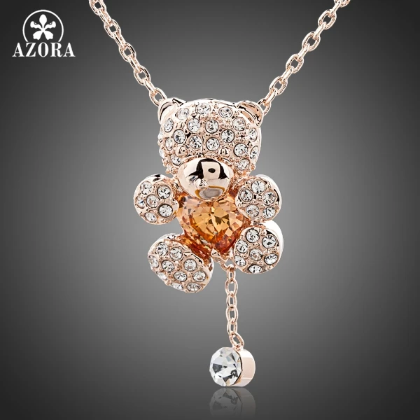 AZORA красивая девушка Роза Стразы золотого цвета и сердце в форме циркония Мишка