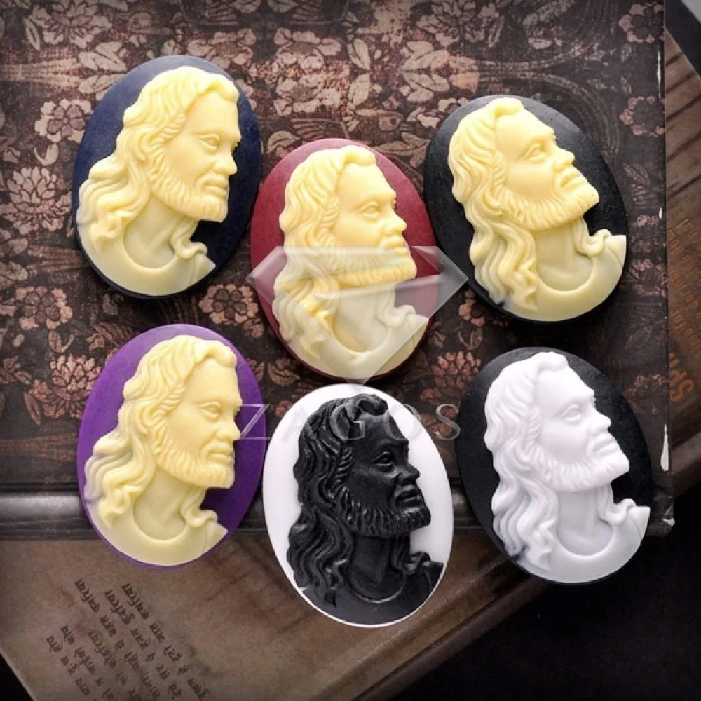 2 6 штук в партии полимер Винтажный стиль король овальная плоская спина кабошон