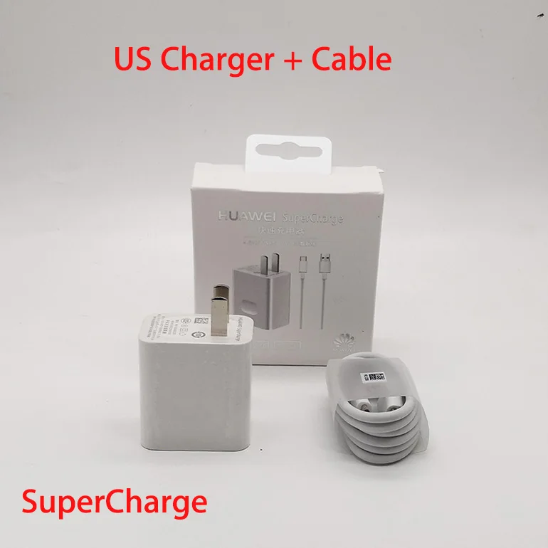US Charger and Cable Оригинальное зарядное устройство Supercharge для huawei P20 p10 pro plus mate 9 10 20, зарядное устройство для мобильного телефона honor 10 note10 5A, супер зарядное устройство EU - Тип штекера: US Charger and Cable