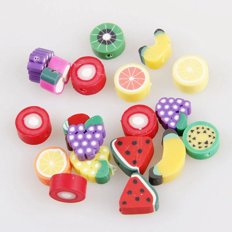 30 шт. смешанные бусины с фруктами плоским основанием кабошоны полимерная глина
