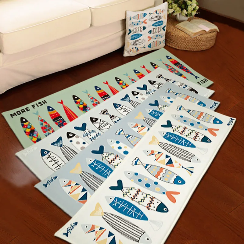 Цветные напольные коврики с изображением рыбы для дверей и окон ванной комнаты
