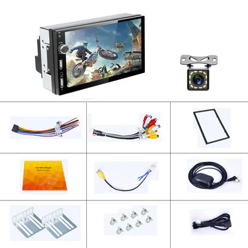 With 12 LED Camera Podofo Android 8,1 2 Din автомагнитола универсальная gps навигация Авто Стерео 7 ''HD мультимедиа видео плеер BT FM USB Wifi Авторадио - Цвет: With 12 LED Camera