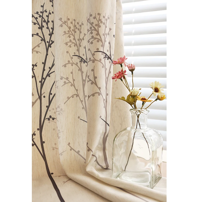 Новое поступление встроенные шторы с принтом дерева детская комната тюль для