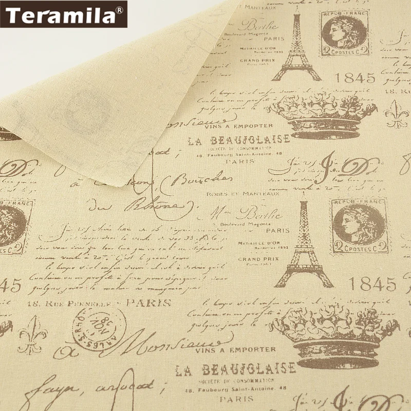 Teramila Текстиль для дома из хлопка и льна Ткань принт башни слова Вышивание