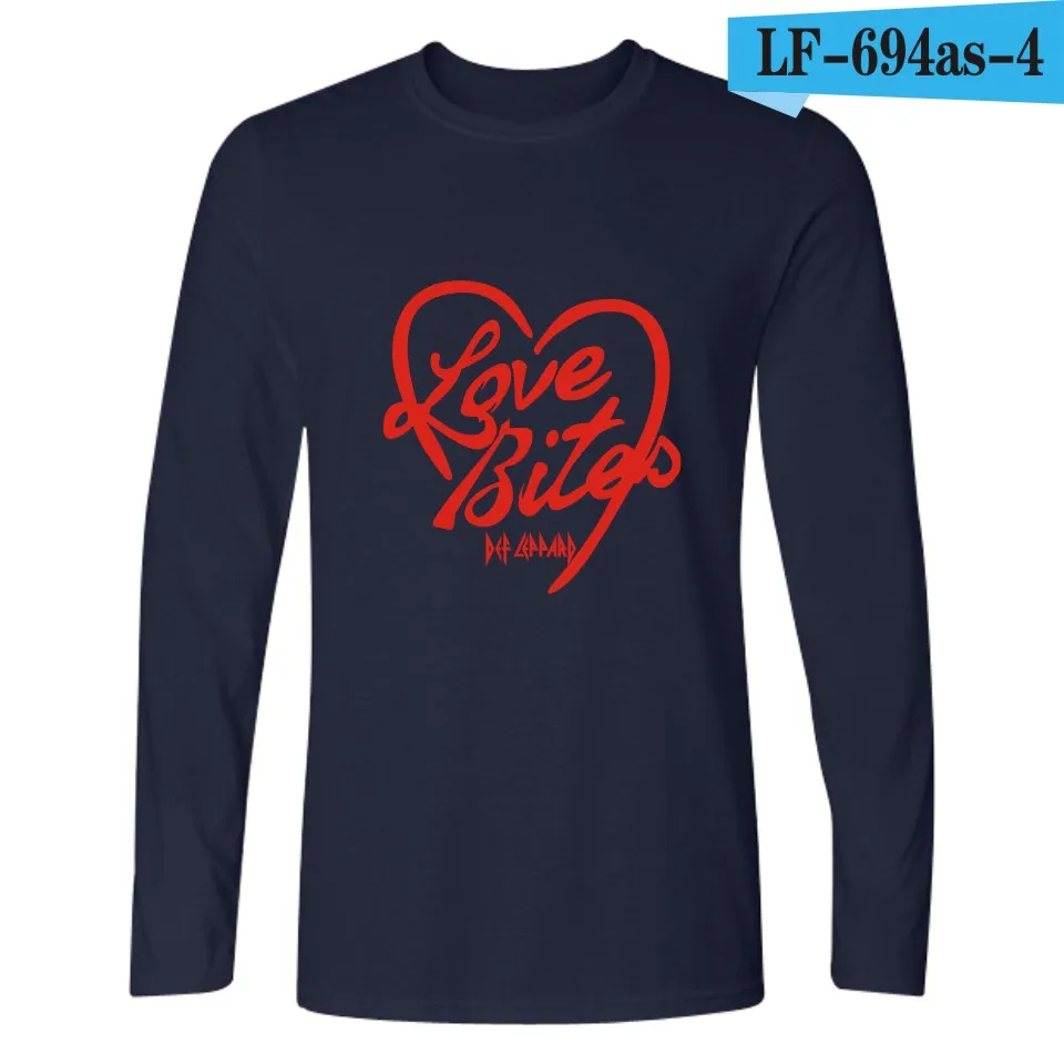 Новинка xxs 4xl Def Leppard рок группа футболка с длинными рукавами для мужчин Slim Fit футболки и хип хоп Футболка мужская брендовая в футболках - Цвет: navy blue