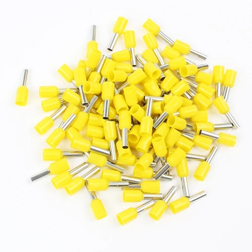 Yellow E2508 труба изоляционные терминалы 2.5MM2 100 шт./упак. изолированный кабель провода разъем изоляционные обжимной терминал разъем VE - Цвет: Yellow
