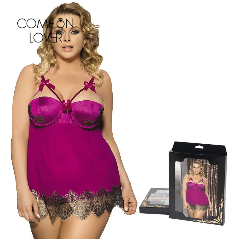 Comeonlover Бюстгальтер Pad Push Up платье для сна мини розово красное романтическое