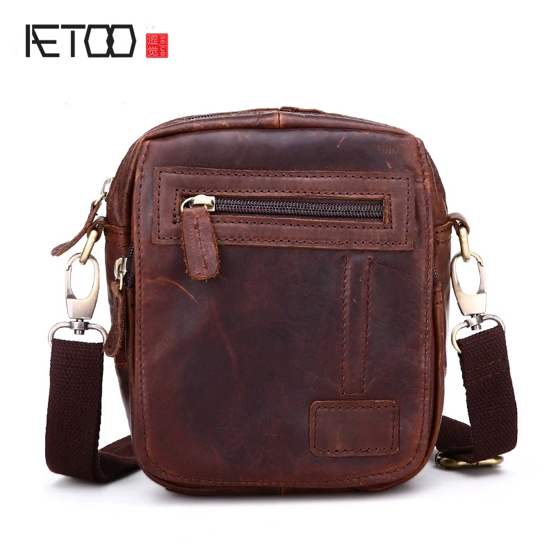 AETOO летняя популярная кожаная мужская сумка с карманами для отдыха из