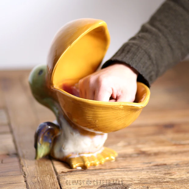 Творческий большой рот птица Керамика украшения Pelican дома миска для перекуса