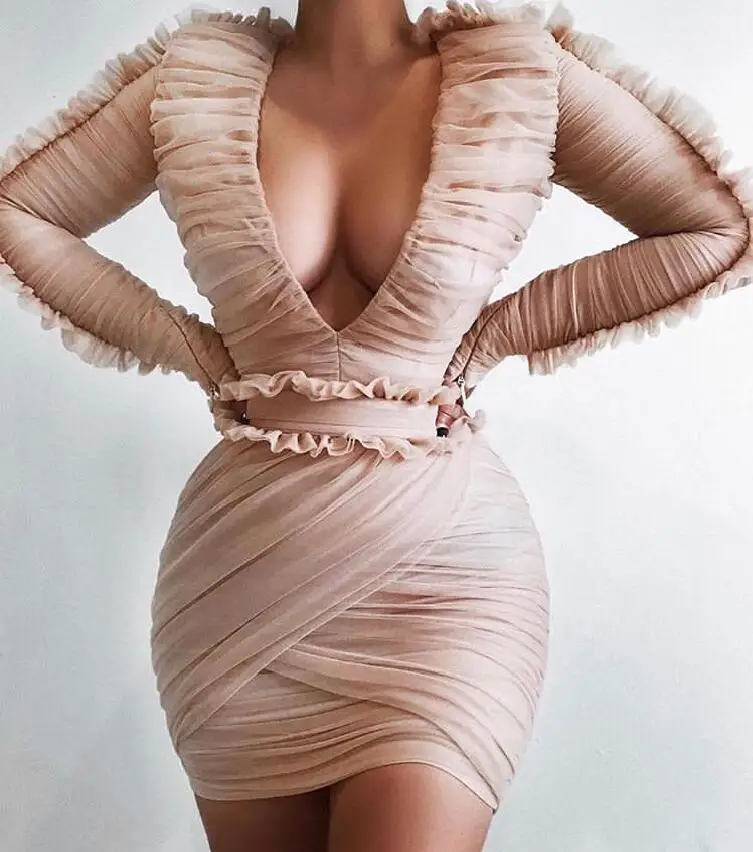 Высокое качество сексуальное женское платье с v-образным вырезом мини простое