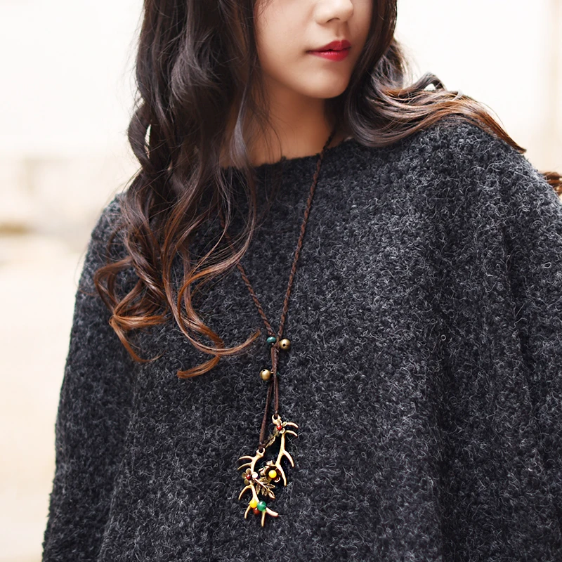 Ожерелье с оленьими рогами модное ожерелье макси желтый сердолик Бронзовый