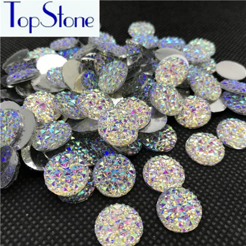 Topstone 10,12, 14,16, 18 мм круглая блестящая искусственная Смола Стразы разноцветные AB Акриловые Плоские с оборота декодированные кавайные Кабошоны - Цвет: crystal ab