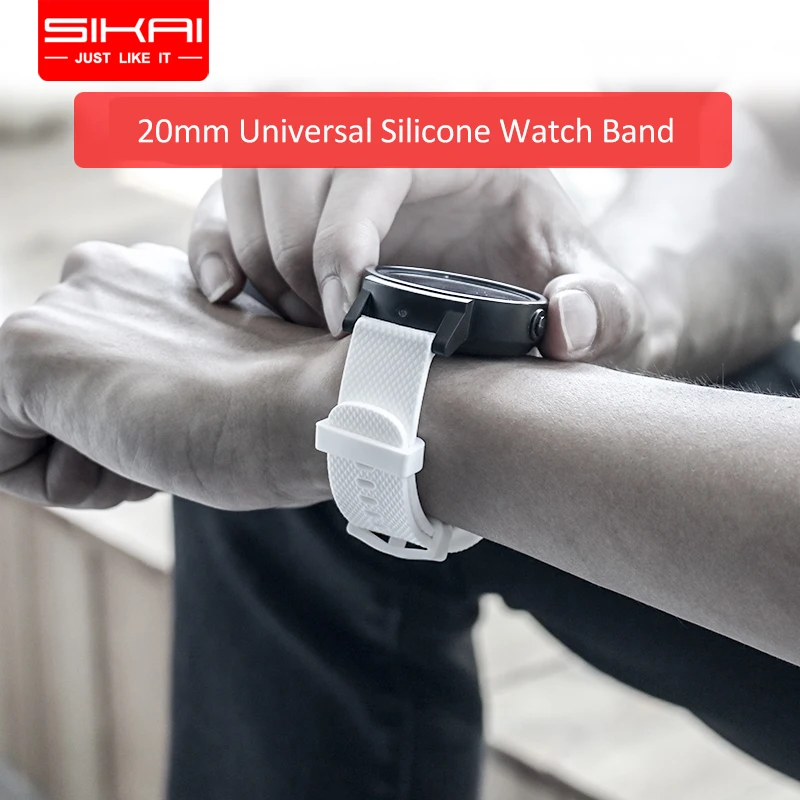 Универсальный сменный Браслет SIKAI 20 мм для Huami Aamazfit bip Band Ticwatch E силиконовый