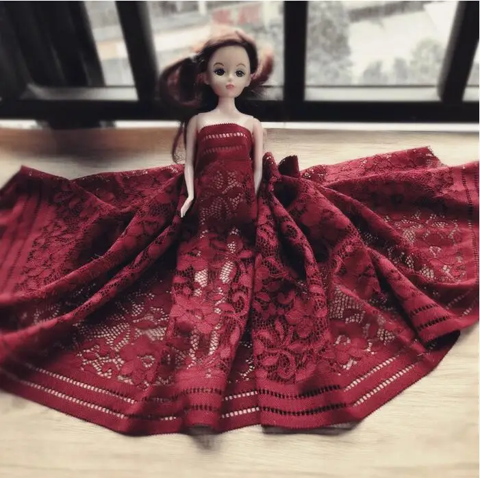 1 метр 22 см ширина бордовая эластичная кружевная темно красная