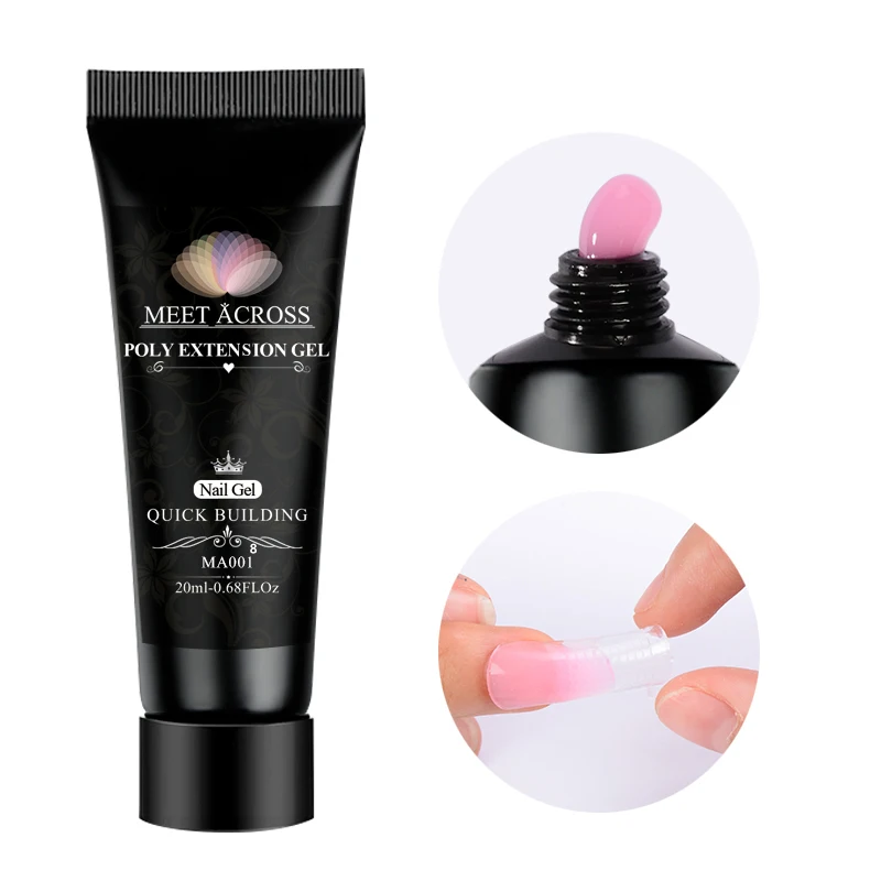 

MEET ACROSS Poly UV Gel Nail Kit 20ml Quick Building Poly Nail Extensions Gel Nail Polish Acrylic Gel Polish Nail Art Set