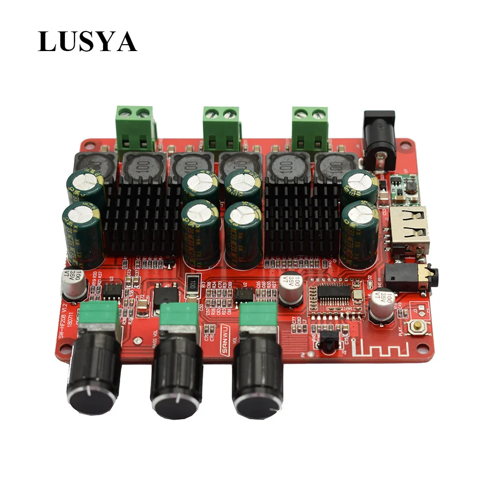 Lusya TPA3116 Bluetooth 2,1 канальный цифровой усилитель 2x50 Вт+ 100 Вт сабвуфер усилитель мощности плата DC24V T0694