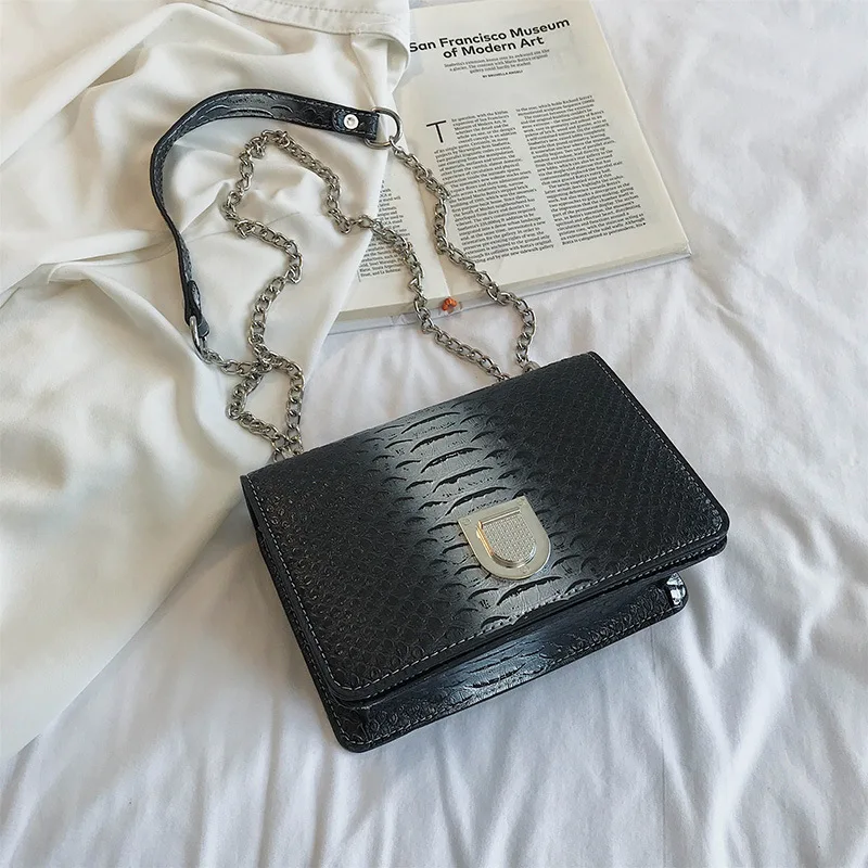 Retro Alligator Handbag Fashion Women Hasp Chain Messenger Bags Clutch Wedding Party Purse Slung Flap Small Square Bag