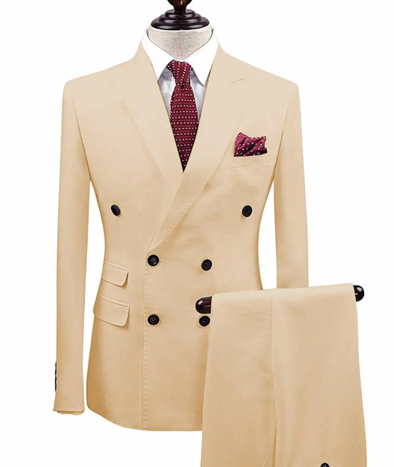 champagne Мужские костюмы Slim Fit из двух частей шампанского деловой пиджак жениха смокинг Блейзер зеленые костюмы для свадьбы выпускного вечера(Блейзер+ брюки - Цвет: champagne