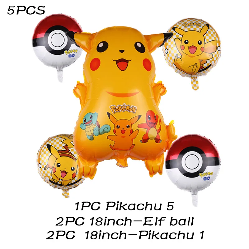 5pcs Yellow Set Pokemon Go Пикачу принадлежности для тематической вечеринки посуда тарелка воздушные шары салфетка чашка для детского душа вечерние украшения для дня рождения - Цвет: 5pcs Yellow Set