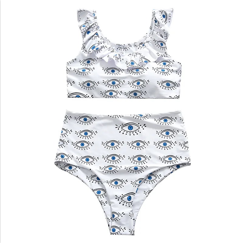 

High Neck Eye Print Vintage Bikinis Push Up Bikini Set High Waist Swimwear Swimsuit Women Biquini Bathing Suits maillot de bain