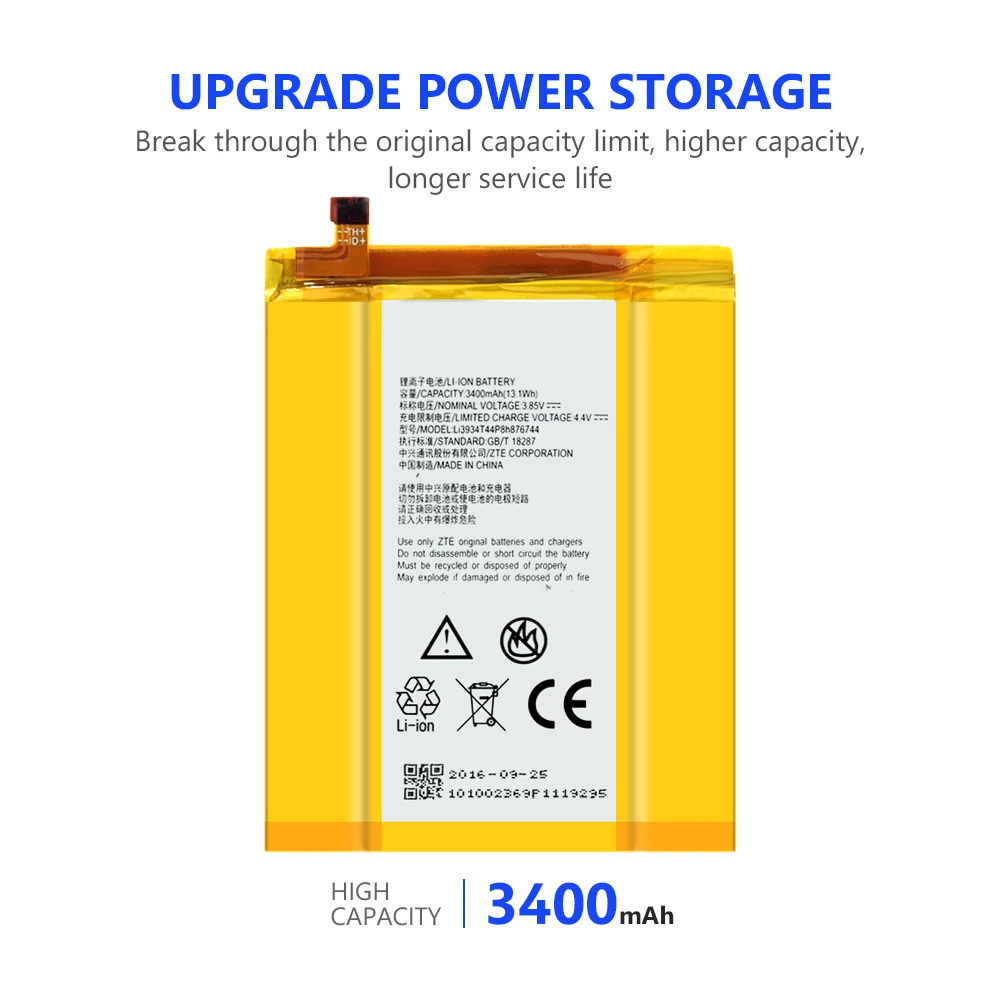 Подлинная Замена литий полимерная батарея 3400mAh Li3934T44P8h876744 для ZTE ZMax Pro Z981 Мобильный